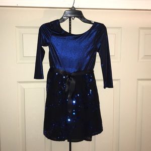 Girls blue sequin foil dress.  Size 8